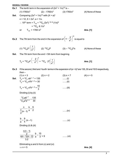 Binomial Theorem Class 11 Notes with Important Questions for IIT JEE ...