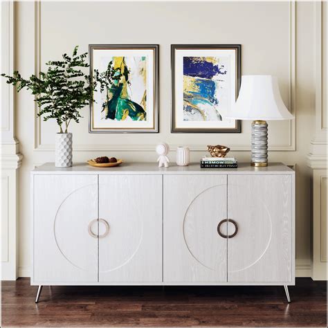 George Oliver Modern Lacquered 4 Door Wooden Cabinet Sideboard Buffet Server Cabinet Storage ...