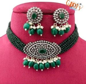 Glofy Brass Brass Green Jewellery Set Price in India - Buy Glofy Brass ...