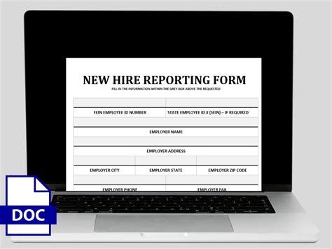 New Hire Reporting Form Template: Editable HR Document (MS Word) - Etsy