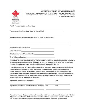 Fillable Online authorization to use and reproduce photograph/video for ...