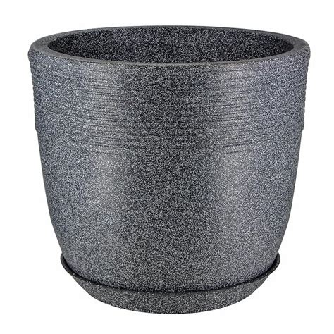 Garden's Need 10-Inch(25.4cm) Marble Look Roto Molded Flower Pot with ...