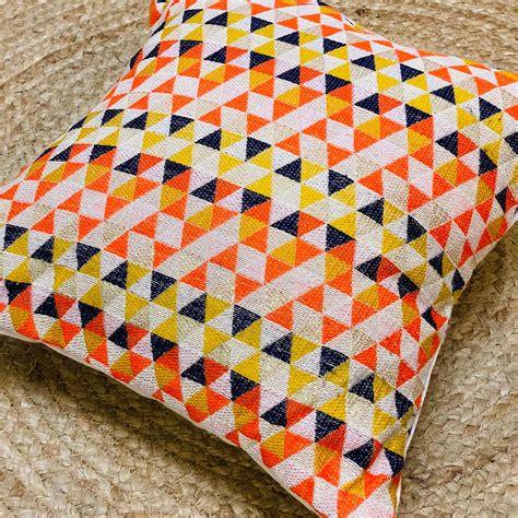 Orange Golden Beige Festive Cushion Cover with Shimmer Threads | Varsaca