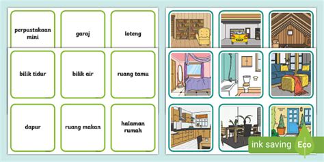 Kad Padanan Bahagian-bahagian dalam Rumah (teacher made)