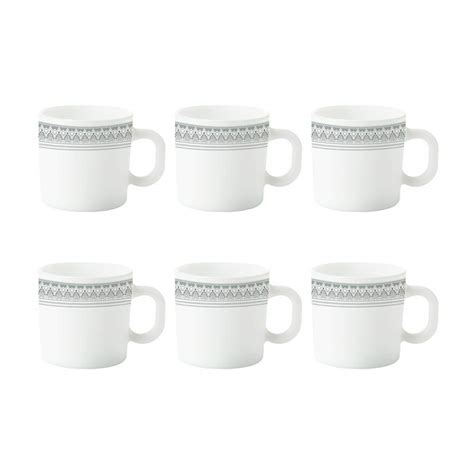 Buy Borosil Larah by Classic Opalware Cup Set, 6-Pieces, White, 100 Ml ...