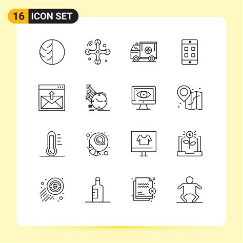 16 Universal Outlines Set for Web and Mobile Applications cell van connections help truck ...