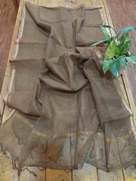 Light Brown Cotton Kota Doria Zari Border Dupatta – Desi Weaves
