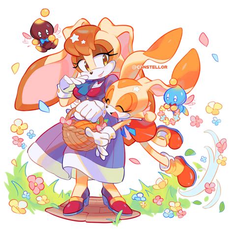 cream the rabbit, cheese, vanilla the rabbit, and chocola (sonic) drawn ...