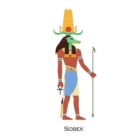 Premium Vector | Sobek, old egypt god of fertility and military power ...