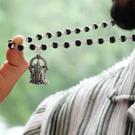 Silver Plated Karungali Necklace with Murugan Pendant – Japam