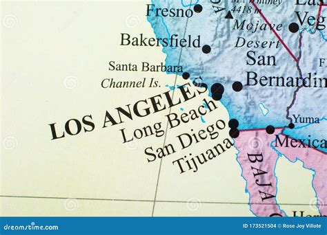 Map of United States Focus on Los Angeles California Stock Photo - Image of north, america ...