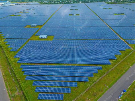 Top view of solar panels on farm alternative source of electricity ...