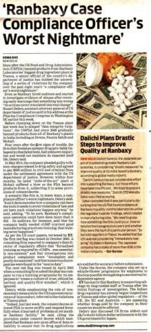Ranbaxy - Compliance officer's worst nightmare | Riskpro India ...