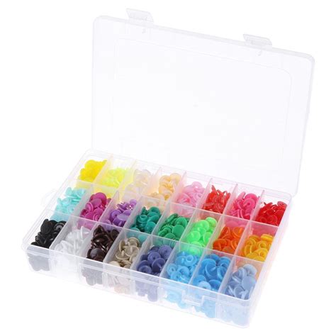 360pcs 24 Colors T5 Plastic Press Stud Buttons Fastener DIY Baby ...