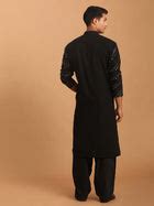 Vastramay Men's Black Mirror Kurta With Patiala Set – vastramay