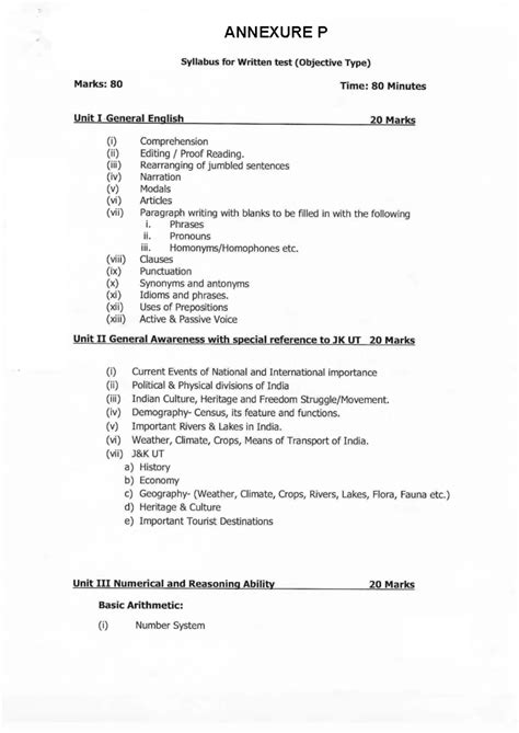 Syllabus for Written Test (Objective Type) - Exam Notice 14082023 - Studocu