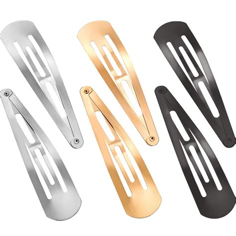 6 Pieces Large Metal Snap Hair Clips Non-slip Hair Barrettes Snap Hair ...