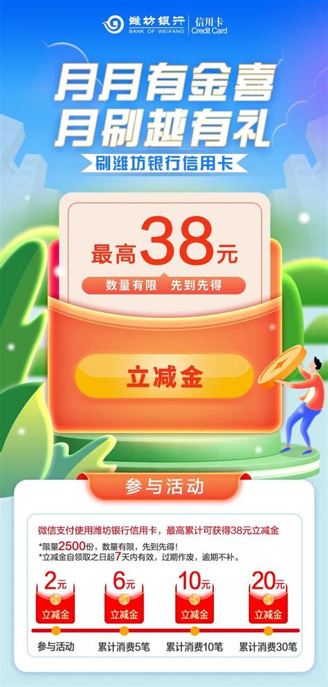 「潍坊银行」信用卡闪耀女神节「美团APP」消费满38元立减20元 - 都想收完了