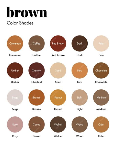 Premium Vector | Palette of Brown Shades with Corresponding Names ...