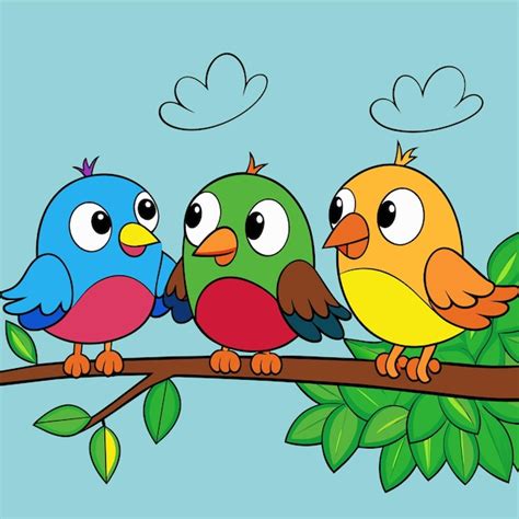 Three birds on a branch with one with the other looking at the camera ...