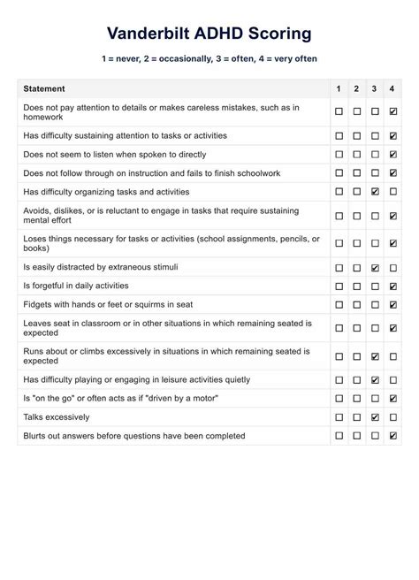 Printable Adhd Screening Test