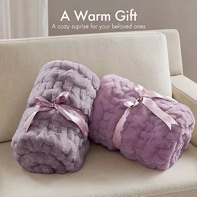 Madison Park Ultra Soft Ruched Faux Fur Throw Blanket
