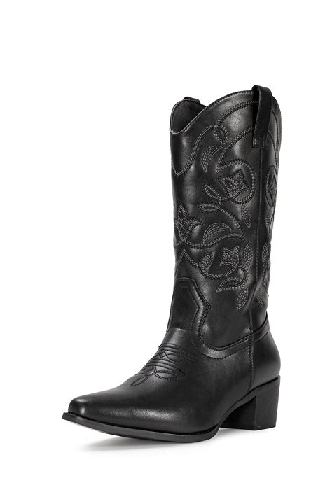 IUV Wide Calf Cowboy Boots For Women Pointy Toe Women's Western Boots ...