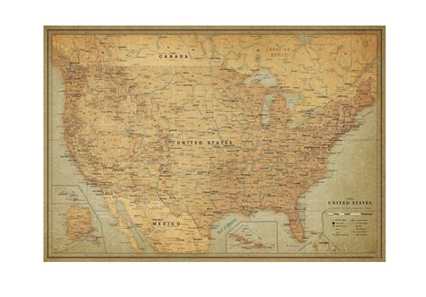 Vintage United States Map Vintage Map Of The United States Of America,