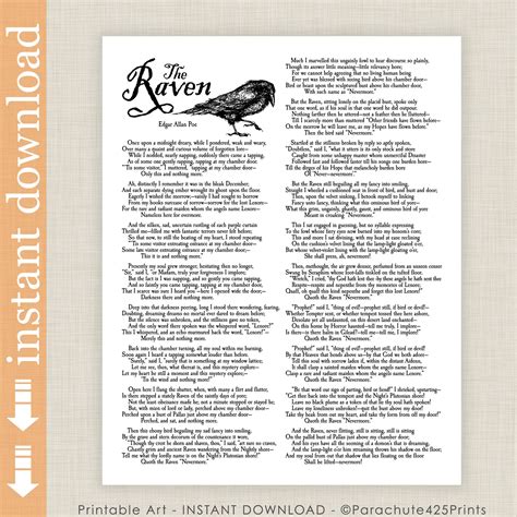 Edgar Allen Poe The Raven Printable