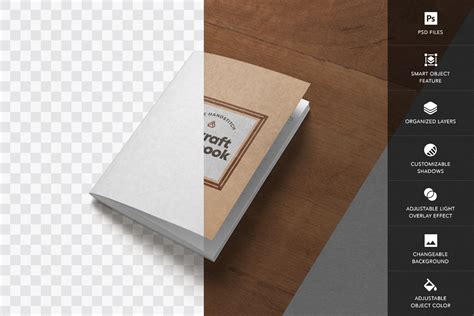 Free A4 Kraft Notebook Mockup - Handmade Paper PSD