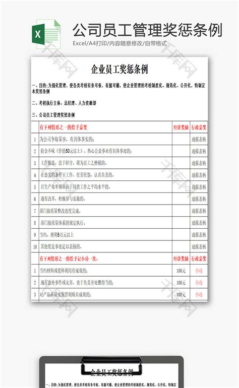 公司员工管理奖惩条例EXCEL模板下载_公司_图客巴巴