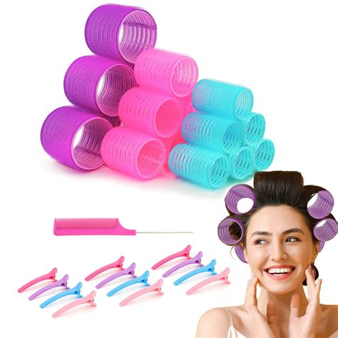 32 Pcs Hair Rollers Set, 3 Sizes, Self Grip with Clips and Comb ...