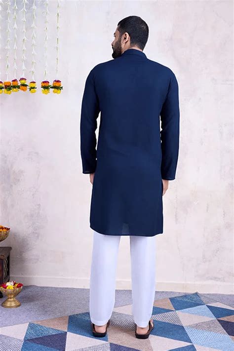 Navy Color Real Mirror Work Navratri Special Mens Kurta Collection ...