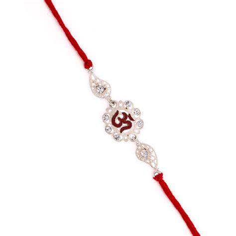 Silver Polished OM Rakhi With Roli Chaawal Pack | Voylla Rakhi – VOYLLA