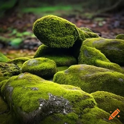 Moss-covered rocks on Craiyon