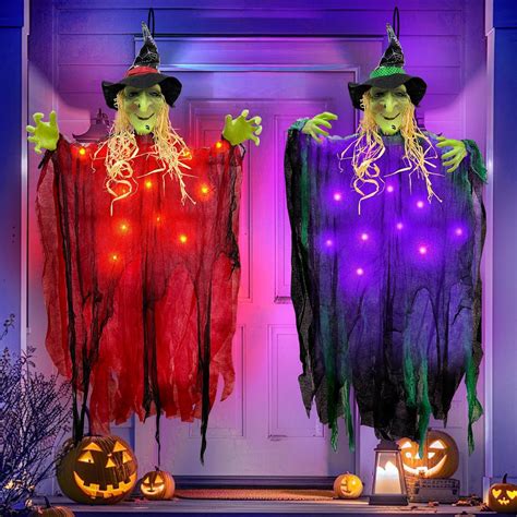 Amazon.com: [ Body Light Up ] 2 Pack Halloween Light Up Haning Witch ...