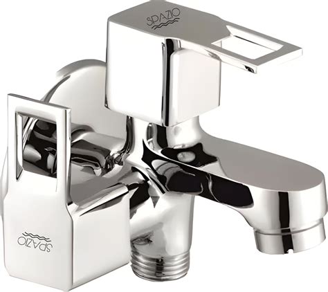 Spazio Square Cut Series Brass 2 Way Bib Cock | 2 in 1 Tap (Pack of 1 ...
