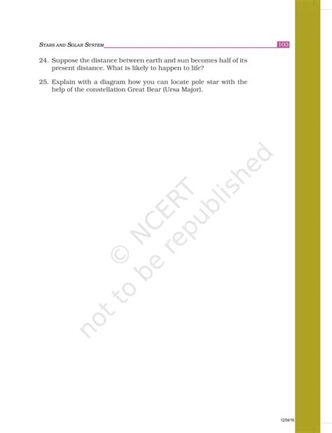 NCERT Exemplar Class 8 Science Chapter 17 - Stars and the Solar System