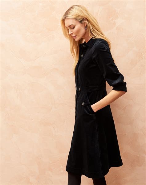 Corduroy Shirt Dress in Midnight | Womenswear | Brora