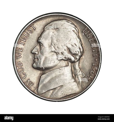 USA 5 cents, 1964 on white background Stock Photo - Alamy