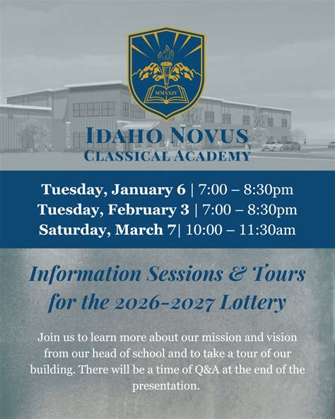 2026-2027 Lottery Information Sessions & Tours - Idaho Novus Classical ...