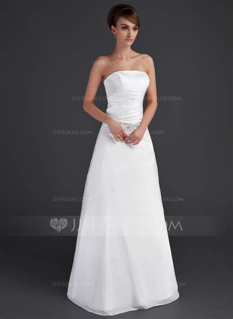 A-Line/Princess Strapless Floor-Length Taffeta Wedding Dress With ...