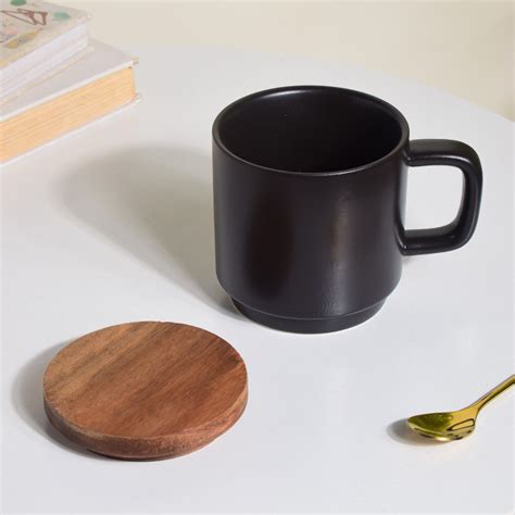 Savanna Stoneware Mug With Lid Black 250 ml Online - Premium Coffee Mug ...