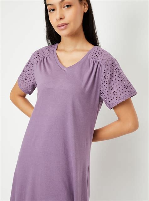 Buy Women Schiffli Detail Nightgown Online at just Rs. 799.0 ...