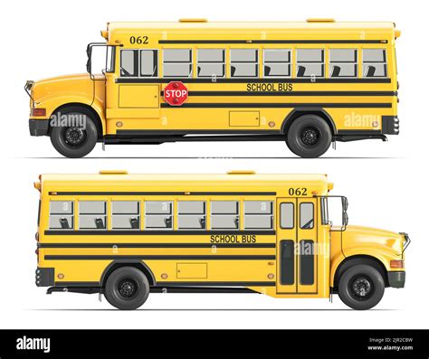School bus isolated on white background. Side view. 3d illustration ...