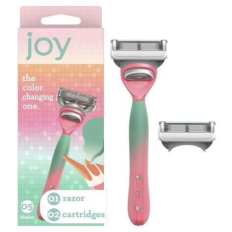 joy Female Razor Handle and 2 Blade Refill Cartridges, Color-changing ...