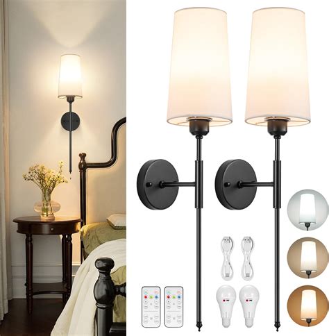 Vitnucrol Black Rechargeable Battery Operated Wall Sconces Set of 2 ...