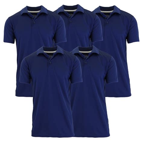 Galaxy by Harvic 5-Pack Men's Dry Fit Moisture-Wicking Polo Shirt ...