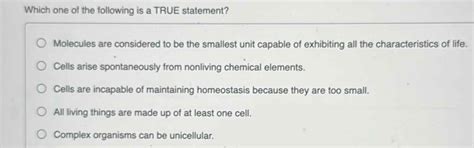 Solved: Which one of the following is a TRUE statement? Molecules are ...