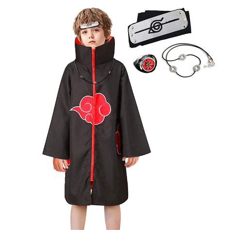 Buy Kids Akatsuki Uniform Cloak Itachi Uchiha Obito Tobi with Naruto ...